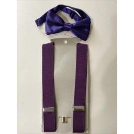 Beyond Purple Suspender and Bow Tie Set for Baby Toddler Kids Boys Girls (USA Seller)