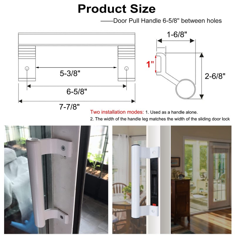 Young Dance Aluminum Sliding Glass Door Pull - 8" White,