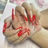 CECOBAG 24 Pcs Red Rectangular Press-On Nails with Snowflake Deer