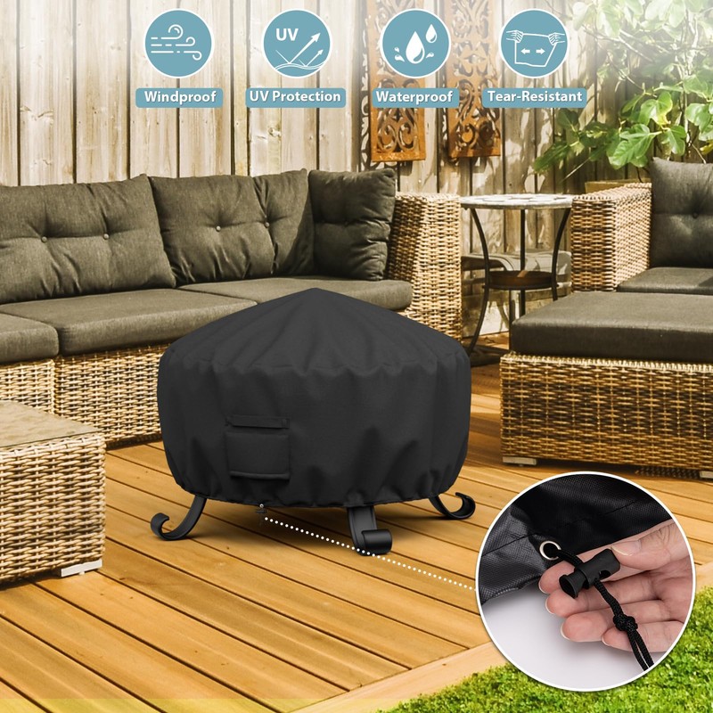 SHINESTAR 36 Inch Round Fire Pit Cover, Fits 30-36'' Wood