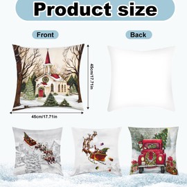 DTYGUIXE Pack of 4 Christmas Cushion Covers, 45 x 45 cm Cushion Covers, Christmas Cushion Cover, Linen Cushion Cover, Comfortable Sofa Cushion Cover, Winter Decorative Cushion Cover for Living Room,