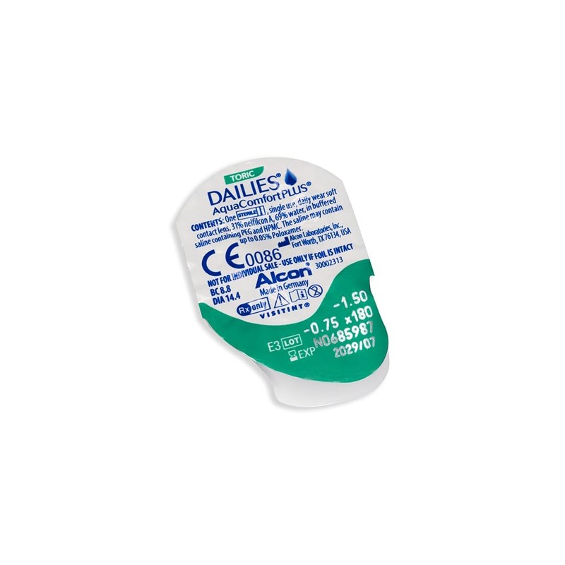 デイリーズ アクア コンフォートプラス トーリック 【BC】8.8【PWR】-4.25【乱視度数】-1.25【乱視軸】90 30枚入