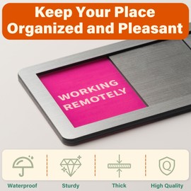 Office Door Signs 6 Options Do Not Disturb, Please Knock, In A Meeting, Out Of Office, Working Remotely Back Soon Privacy Office Slider Sign For Meeting & Conference Room Brushed Silver