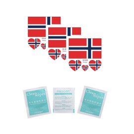 Norway Flag Tattoo Stickers, 3 Sets Colorful Design, 2.36 x 2.36 Inches, with 3 Tattoo Removal Wipes