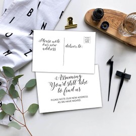 Moving Announcement Postcards, We've Moved Postcards, Assuming You'd Still Like To Find Us Cards, Change of New Address Moving Announcements, House Warming Gifts, Pack of 50, 4x6 Inch