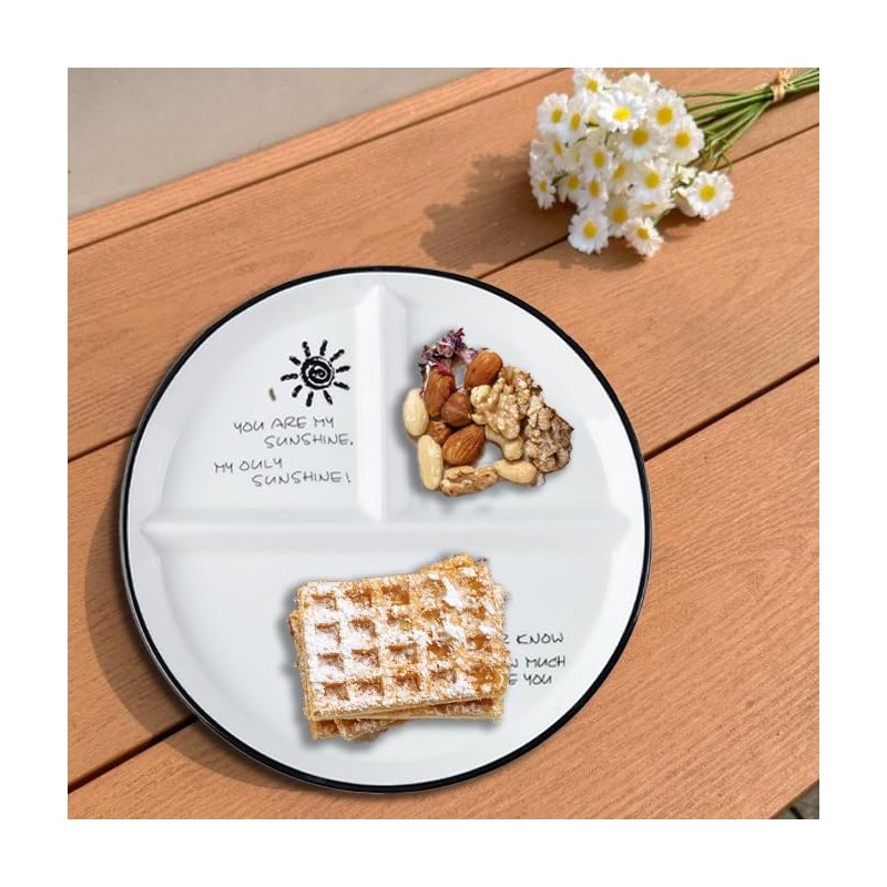 Hoshisea Divided Ceramic Dinner Plate, Split Diet Plate, Snack Plate,