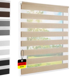 Foxx Double Roller Blind Klemmfix Clamp Attachment Duo Roller Blind, Window Blind for Windows / Doors, Curtain Clamping Roller Blind, No Drilling, Side Pull Blind Privacy Screen, Sun Protection Roller