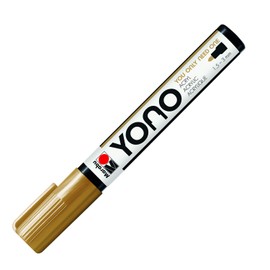 Marabu Yono Marker, Gold 084, Versatile Acrylic Pen with Japanese Bullet Tip 1.5 - 3 mm, Water-based, Non-fading and Waterproof, for Almost All Surfaces