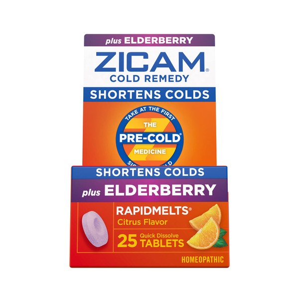 Zicam Cold Remedy RapidMelts, Elderberry Citrus Flavor, 25 Count (Pack of 1)