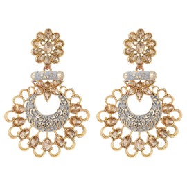 Efulgenz Indian Earrings for Women Indian Jewelry Bollywood Antique Crystal Kundan Floral Chandbali Earrings Set for Women
