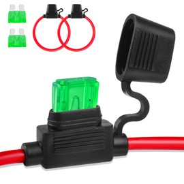 Inline Fuse Holder 12V 2 Pack, Extended Version 12 AWG Waterproof Blade Fuse Holder 13.8 Inch, in Line Fuse Holders 12V with 2 Pcs Standard Car Fuses 30A for Automotive, Marine by XIOGZAXI