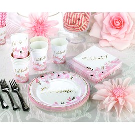 Lillian Rose Bridal Shower Napkins (Set of 24), 6.5" x 6.5", Pink