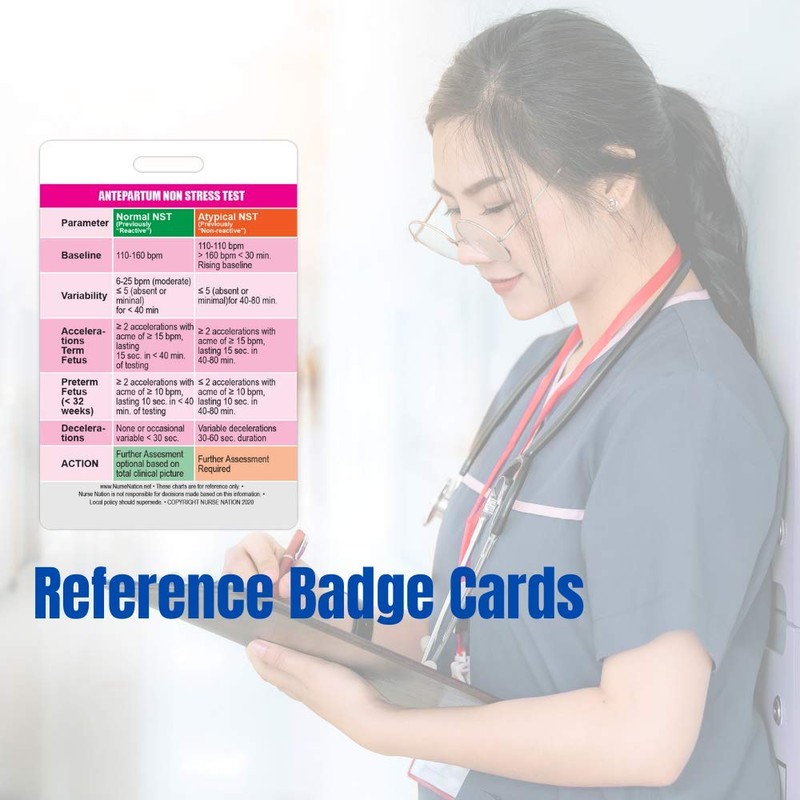 Antepartum Non Stress Test Reference Vertical Badge Card - Excellent