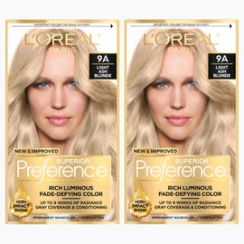 L'Oréal Paris Superior Preference Fade-Defying + Shine Permanent Hair Color, Light Ash Blonde (2 Count) Hair Dye
