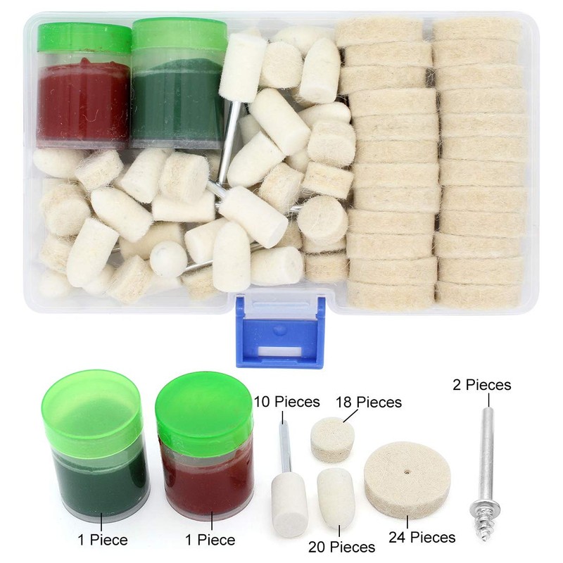 Yuhtech Wool Felt Polishing Pad Kit, 76 Pcs Polishing Pad