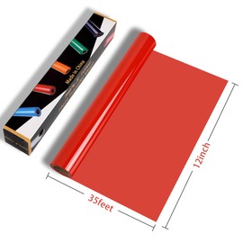 RENLITONG Red Iron on Vinyl 12Inch by 35ft Roll HTV - Heat Transfer Vinyl for T-Shirt HTV Rolls for All Cutter Machine - Easy to Cut & Weed for Heat Transfer Design