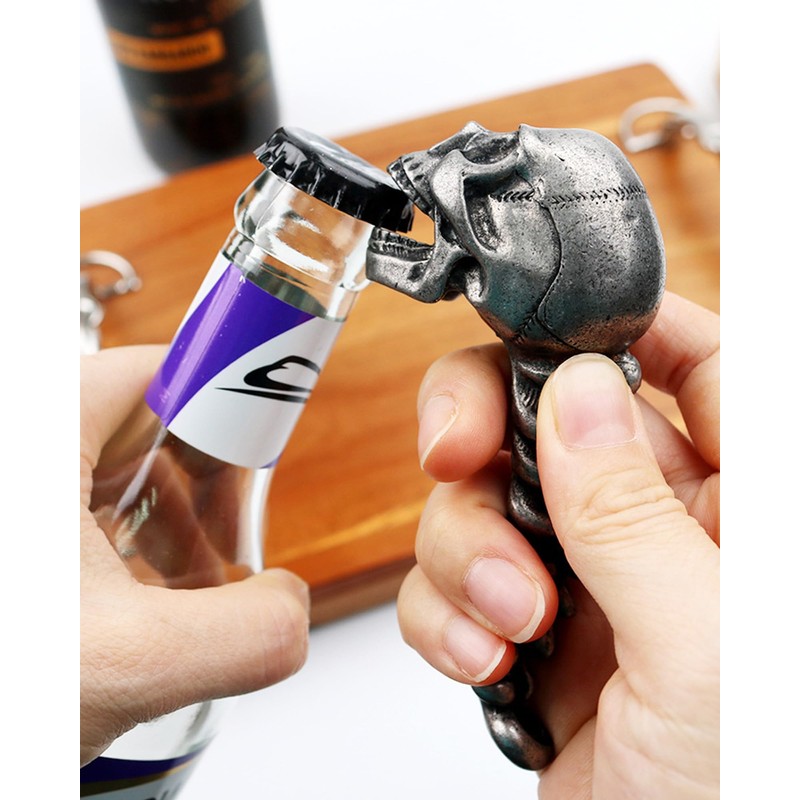 Skull Head Bottle Opener,Durable Stainless Steel Halloween Gifts, Ergonomic Spine
