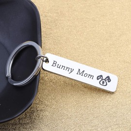 LQRI Mom Gift Bunny Mom Keychain Bunny Themed Gift Idea Gift for Rabbit Bunnie Lovers Rabbit Lover (silver)