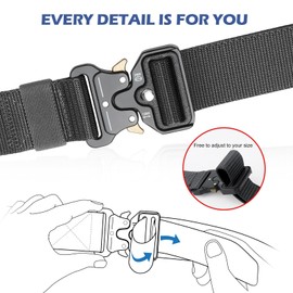 Bestkee Men's Tactical Belt 3.81 cm. / 1.5 Inches Heavy Duty Military Style Buckle Belt Nylon Quick Release Metal Buckle Gift with Tactical Molle Pouch and Hooks - gray