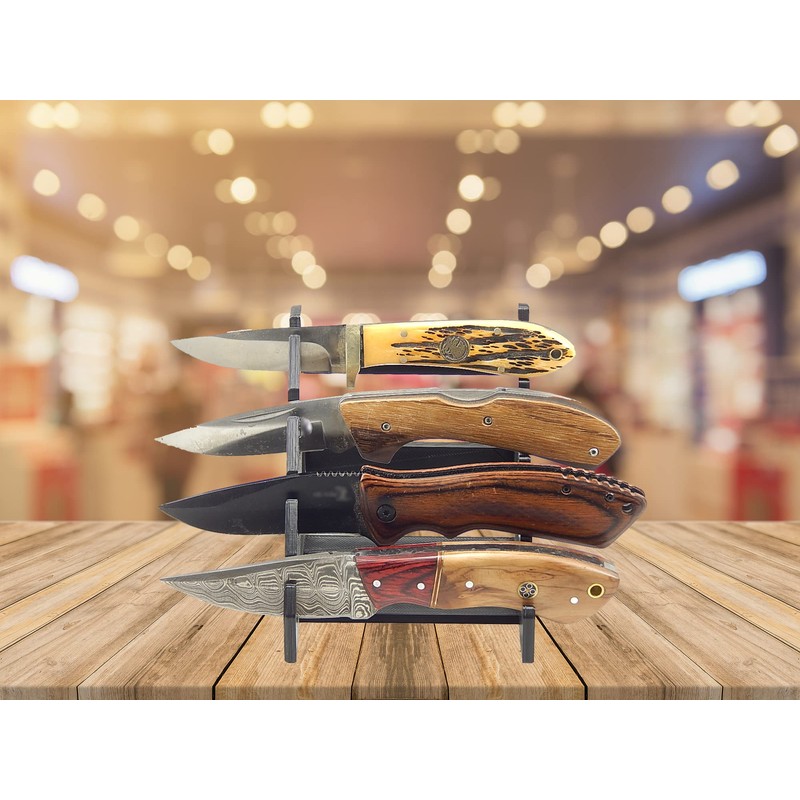 Black Knife Display Stand Rack Holder Organizer For 4 Fixed