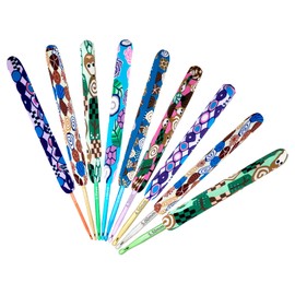 Looen Crochet Hooks 9-Piece Set, Ergonomic Soft Grip Crochet Hooks for Crocheting, with Cartoon Patterns, Crochet Kits for Arthritis Patients and Beginner Hobby Knitters.