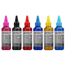6 Bottles Sublimation Ink For Epson 6 Colors T50 P50 1400 1500W R300 RX600 Printers,Heat Press Transfer Ink