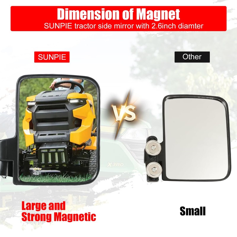 SUNPIE Side Mirror for Tractor Wide View Magnetic Mirrors Compatible