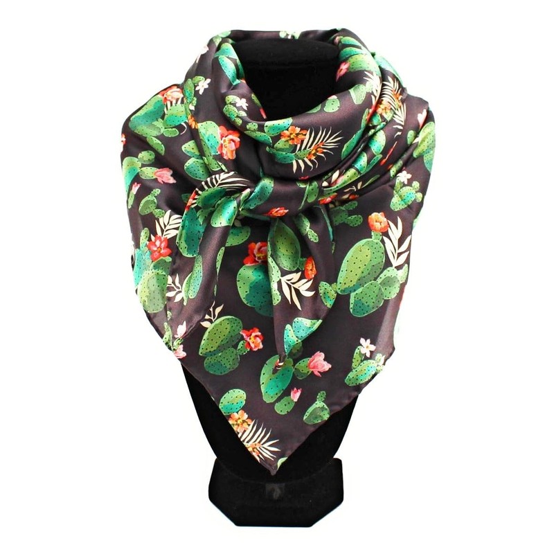 M&F Western Wild Rag Silk Cactus Print Black One Size