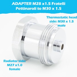 BLUMKRAFT Metal adapter Compatible with Fratelli Pettinaroli radiators M28 x1.5 to M30 x 1.5 for Thermostat/thermostatic head M30x1.5 male