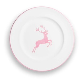 GMUNDNER KERAMIK Dessert Plate Gourmet Diameter 22 cm Pink Deer Tableware Handmade in Austria