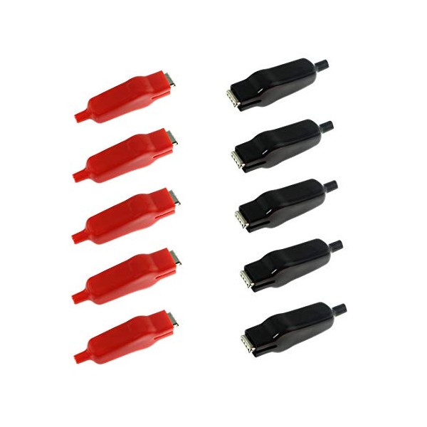 QMseller 10-Pack 20A Insulated Alligator Clips Electric Circuit Test Testing