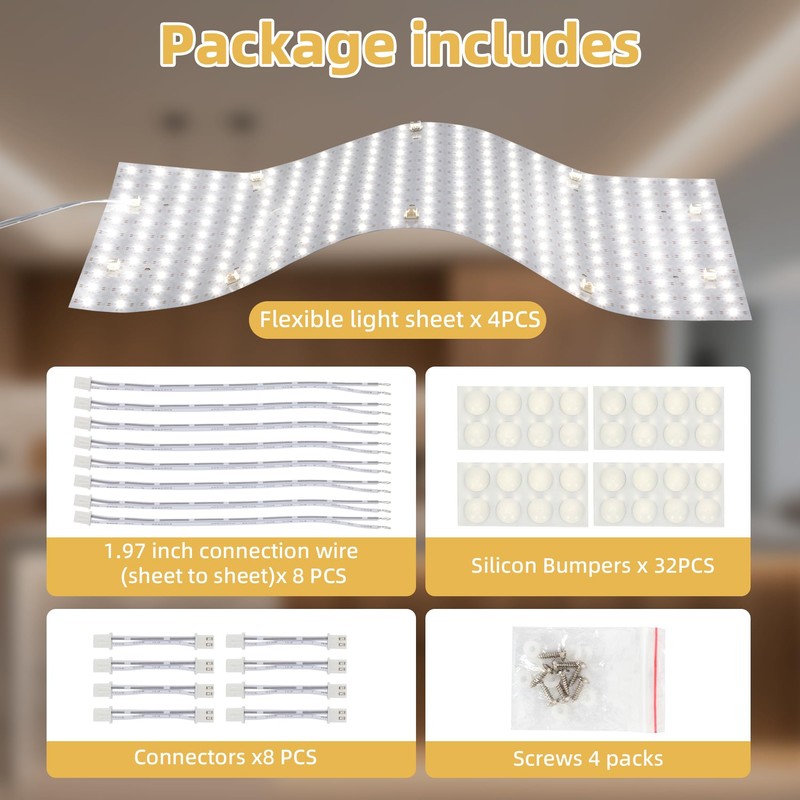 Dreamtrue 4PCS LED Backlight Sheet, 36W 6000K White Light Board,Bendable&Cuttable