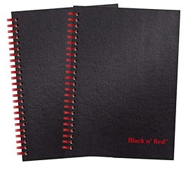 Black n' Red Notebook, Durable Hardcover, Premium Optik Paper, Scribzee App Compatible, Environmentally Friendly, Spiral Binding, 8-1/4" x 5-1/4", 70 Double-Sided Ruled Sheets, Pack of 2 (73603)