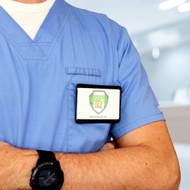 5 Pack - Heavy Duty Magnetic Badge Holder Horizontal - Fold Over Belt, Shirt Pocket or Scrubs - Black Matte Vinyl Secure Magnet Closure - Single Pocket No Swing Name Tag Card Holder by Specialist ID