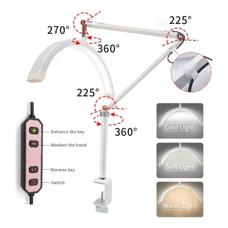 Nunimex Lampara Led Mediana Luna 20w Para Uñas, Pestañas, Escritorio
