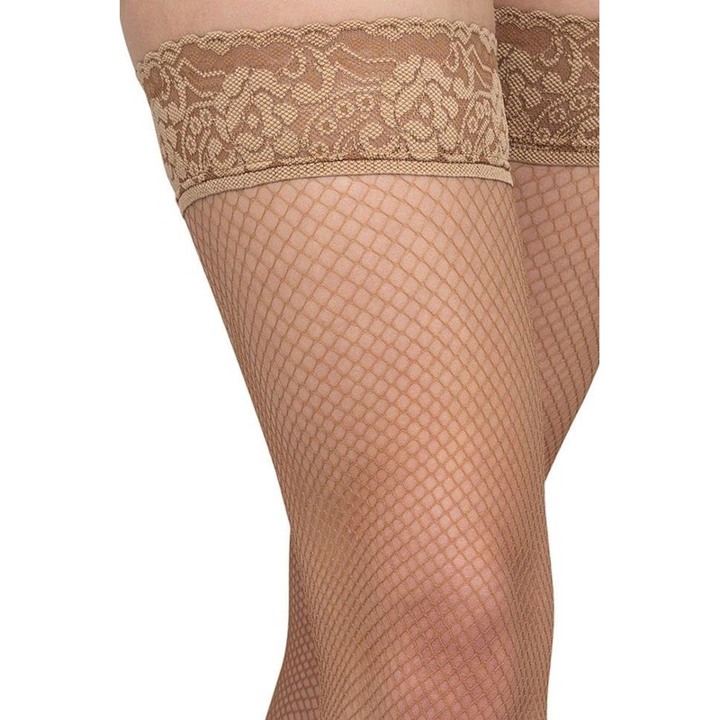 LORES Ladies Fishnet Tights High Tights Burlesque, Mink
