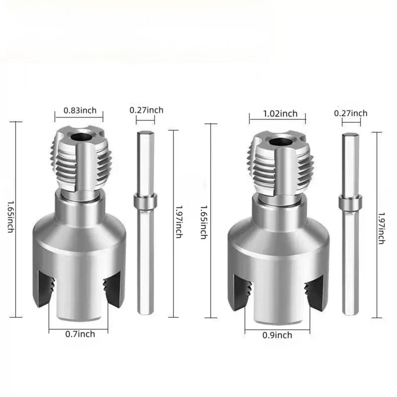 Integrated Pipe Threading Tool, 1/2“ And 3/4” Drill Compatible Dual-Function