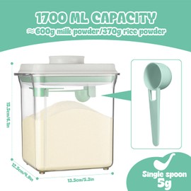 YAMAIDUO Milchpulver Aufbewahrungsbox 1700 ml, Tragbare Versiegelter Milchpulver Box Feuchtigkeitsbestämdig mit Löffel, Abnehmbar Milchpulver Behälter zur Aufbewahrung von Milchpulver Lebensmitteln