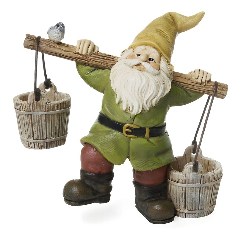 Marshalls Home and Garden Gnome Carrying Buckets, Garden Gnome on