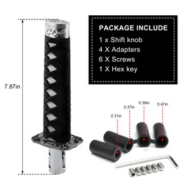 KVAEY Samurai Sword Shift Knob, Automotive Katana Manual Transmission Gear Shift Handle, Universal Aluminum Alloy Stick Shift Knob for Most Manual Vehicles, Car Accessories (Black+White)