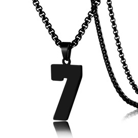 SKQIR Baseball Jersey Number Pendant for Athletes - Black Stainless Steel Chain for Boys