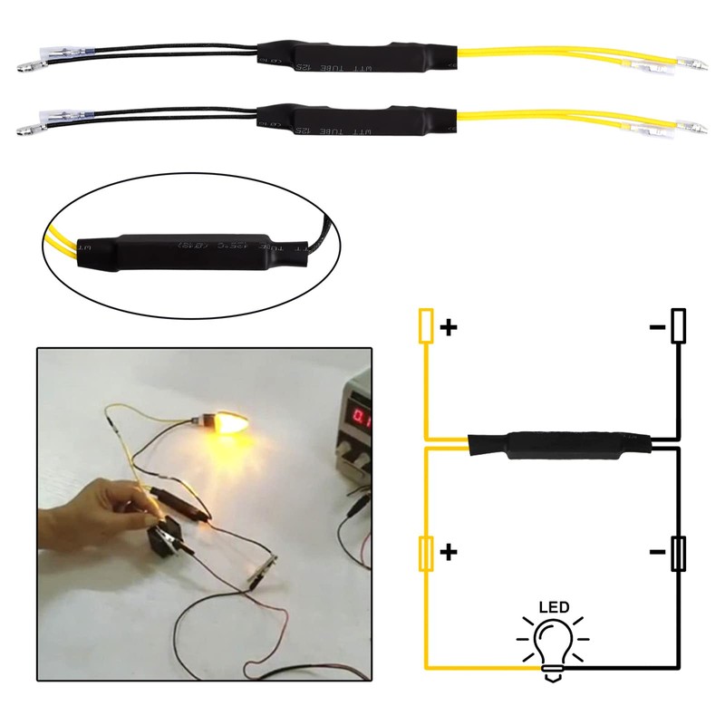 Pinsheng Pack of 2 Motorcycle LED Indicator Decoding Resistance Adapter