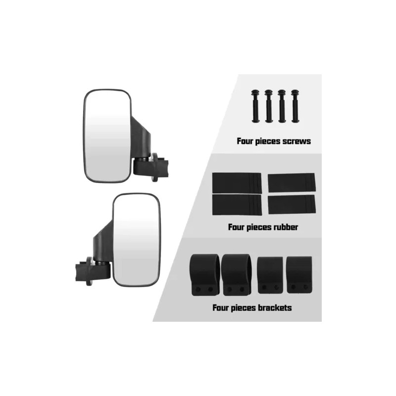 TWOM 1.75"~2" Breakaway Side Mirrors Rear View Mirror Set For