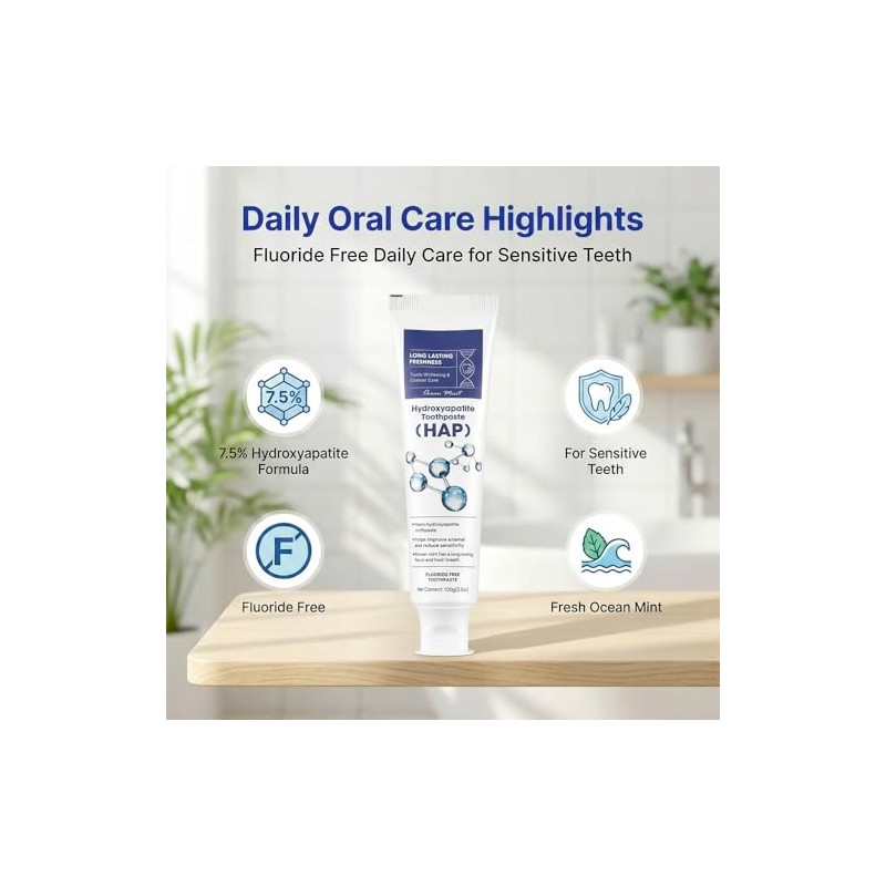 Nano Hydroxyapatite Toothpaste, 7.5%, Fluoride-Free, 2 Pack | Fresh mint