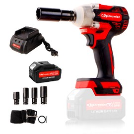 DOGCHRYMIONCordless Impact Wrench 1/2'm Torque 320 NM, Brushless Motor, Max 3200RPM,inculde 4 Sockets,1 * 4.0 Ah Battery and Charger in Combo Kit