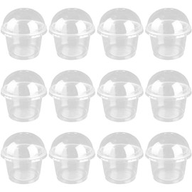Yubbuio 100pcs Dessert Cups with Lids Plastic Fruit Cups Mini Snack Bowls with Domed Lids Condiment Containers Food Containers (120ml)