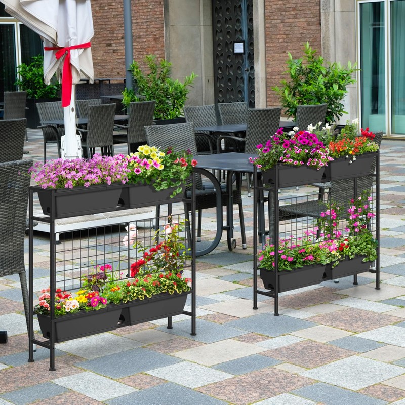OYEAL Raised Garden Bed with Legs & Trellis, 32" Tall