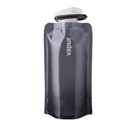 Vapur Collapsible Water Bottle With Carabiner, Compact Bottle Folds Flat For Hydration On The Go, Ideal for Traveling, Hiking or Camping, 16 Ounce, Cool Grey, Pack of 1