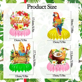Qpout 9pcs Hawaiian Honeycomb Centerpieces,Tropical Aloha Luau Party Table Decorations for Tropical Holiday Summer Party Supplies