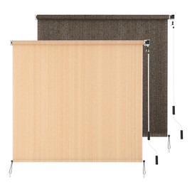 HIDODO Outdoor Roller Shade 4' W x 6' L Cordless Patio Shades Roll Up Outdoors Blinds with UV Protection, Exterior Roller Shades Cloth for Porch Pergola, Walnut